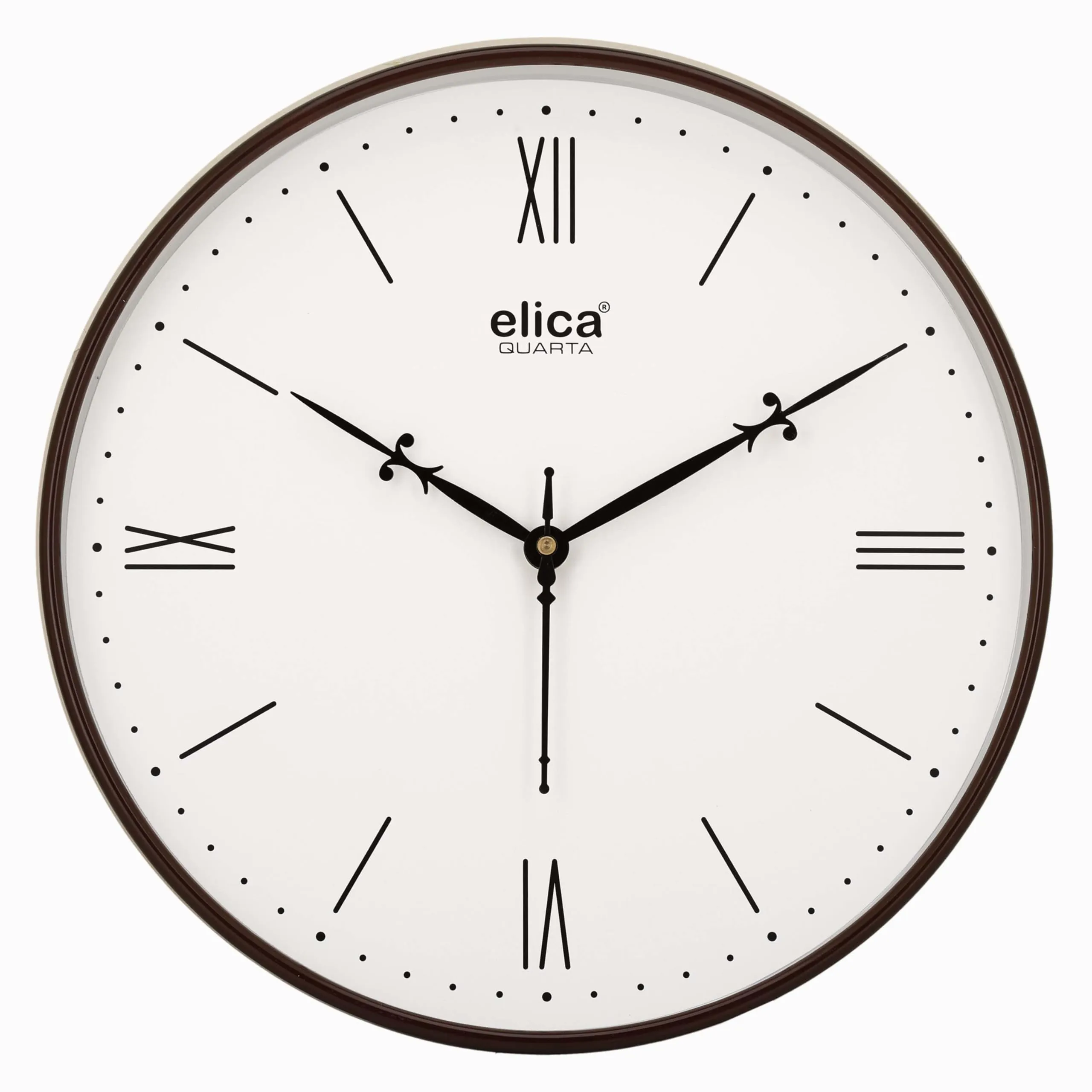 Elica Modern Sytlish Desinger Wall Clock for Home, Living Room, Bedroom, Office, and Kitchen (Black Roman)