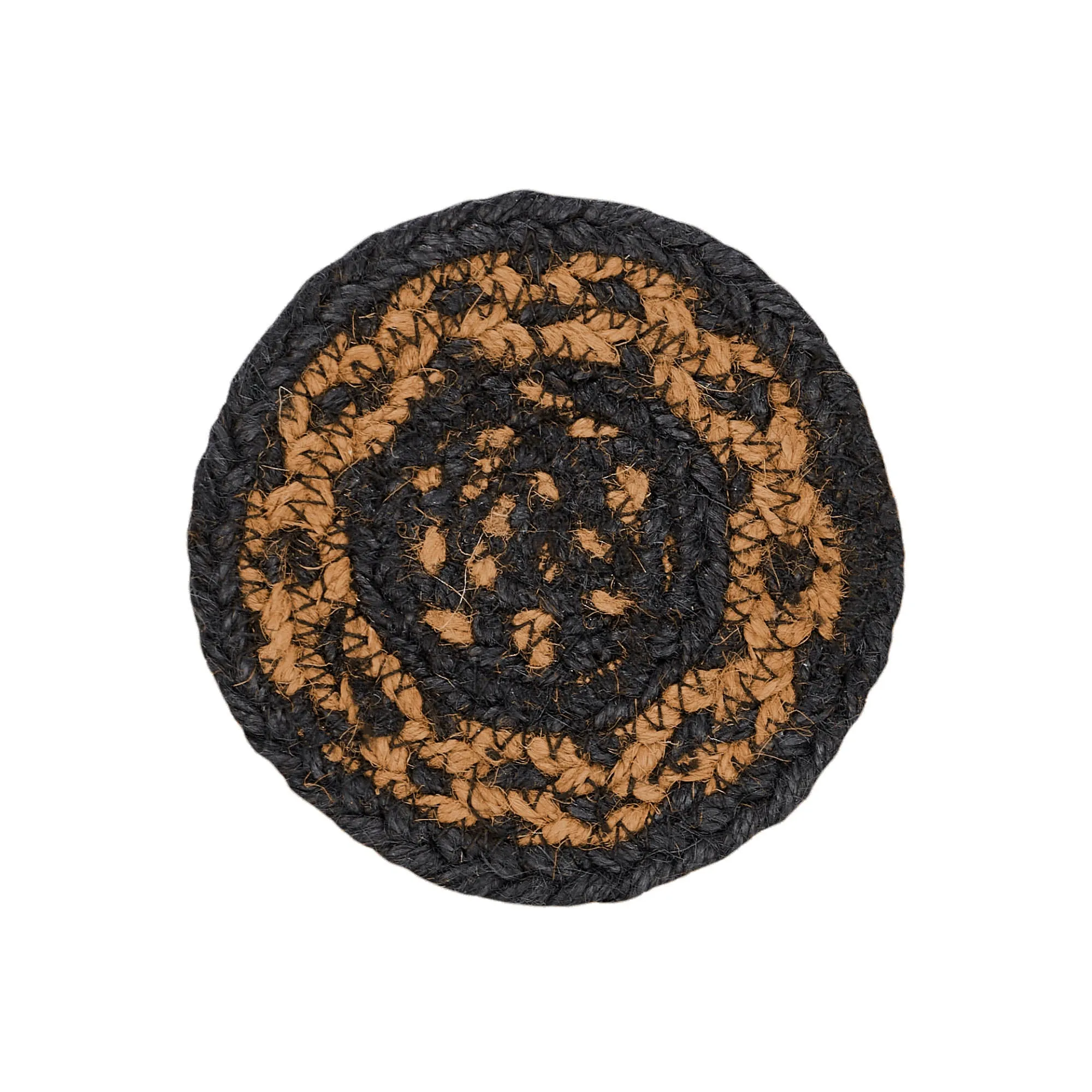 Farmhouse Black and Tan Braided Coaster 4" - Set of 6