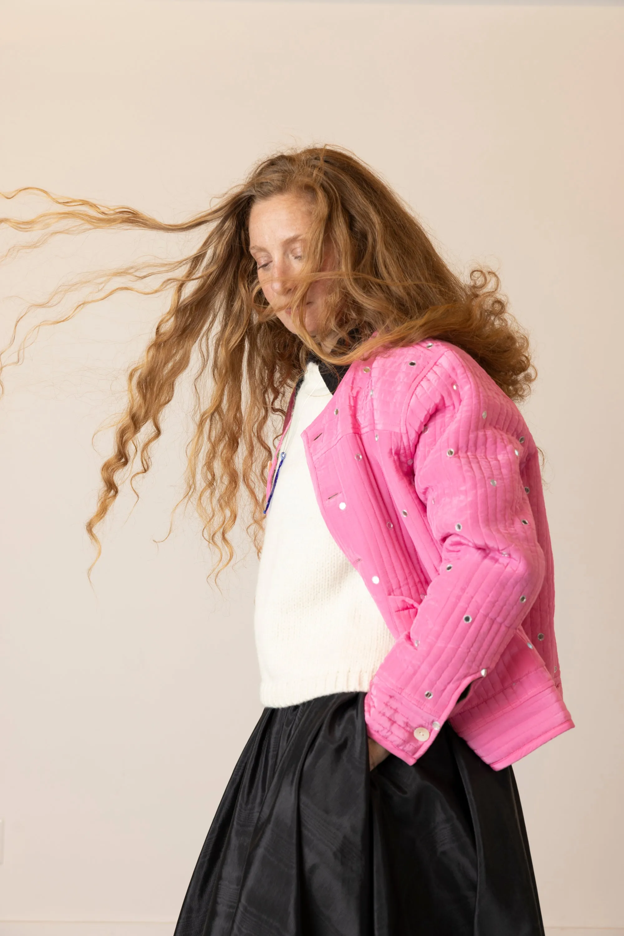 Fein Reversible Jacket with Mirror Embroidery - Pickle/Pink