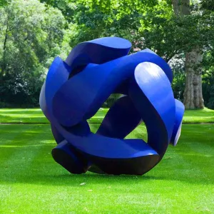 FINEST  Abstract Garden Hollow Blue Ball Fiberglass Sculpture FF-019