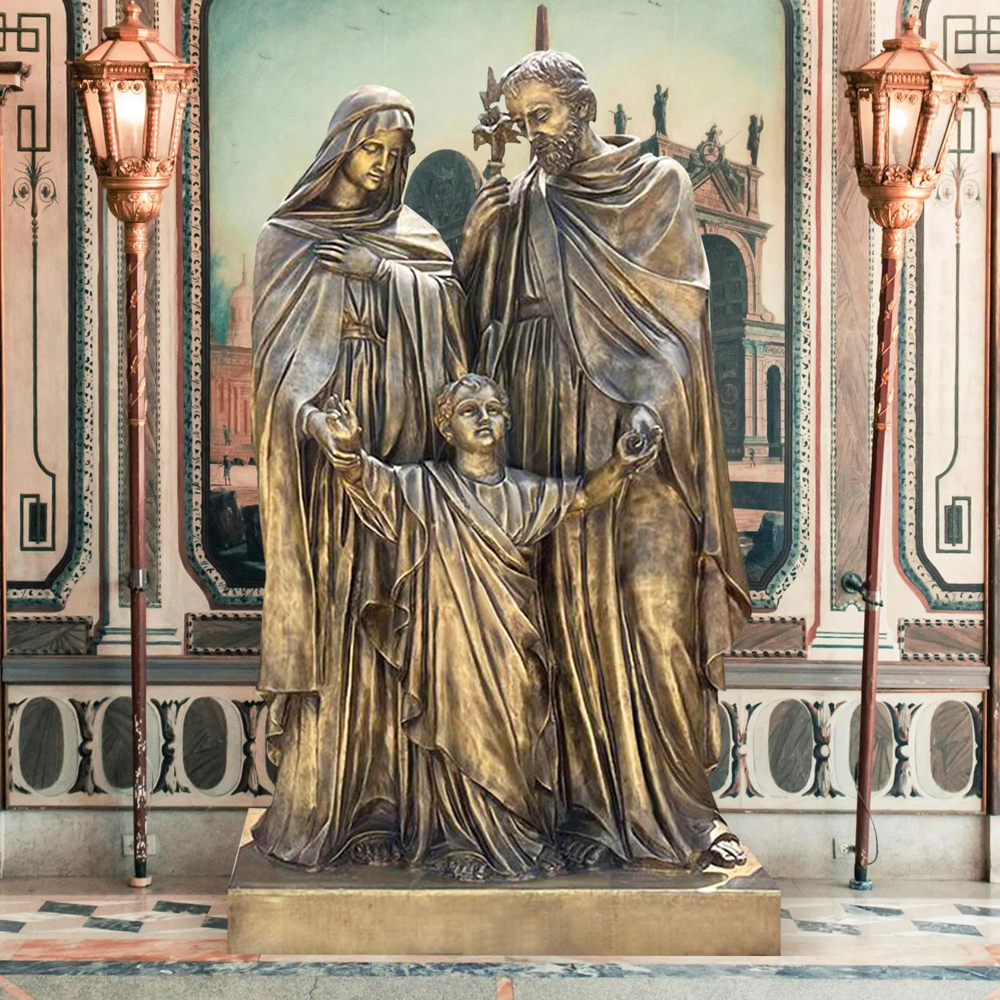 FINEST Custom Size Religious Bronze Holy Family Sculpture On Sale FB-049