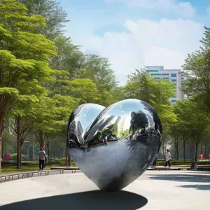 FINEST Mirrored Stainless Steel Love Heart Sculpture  FS-064