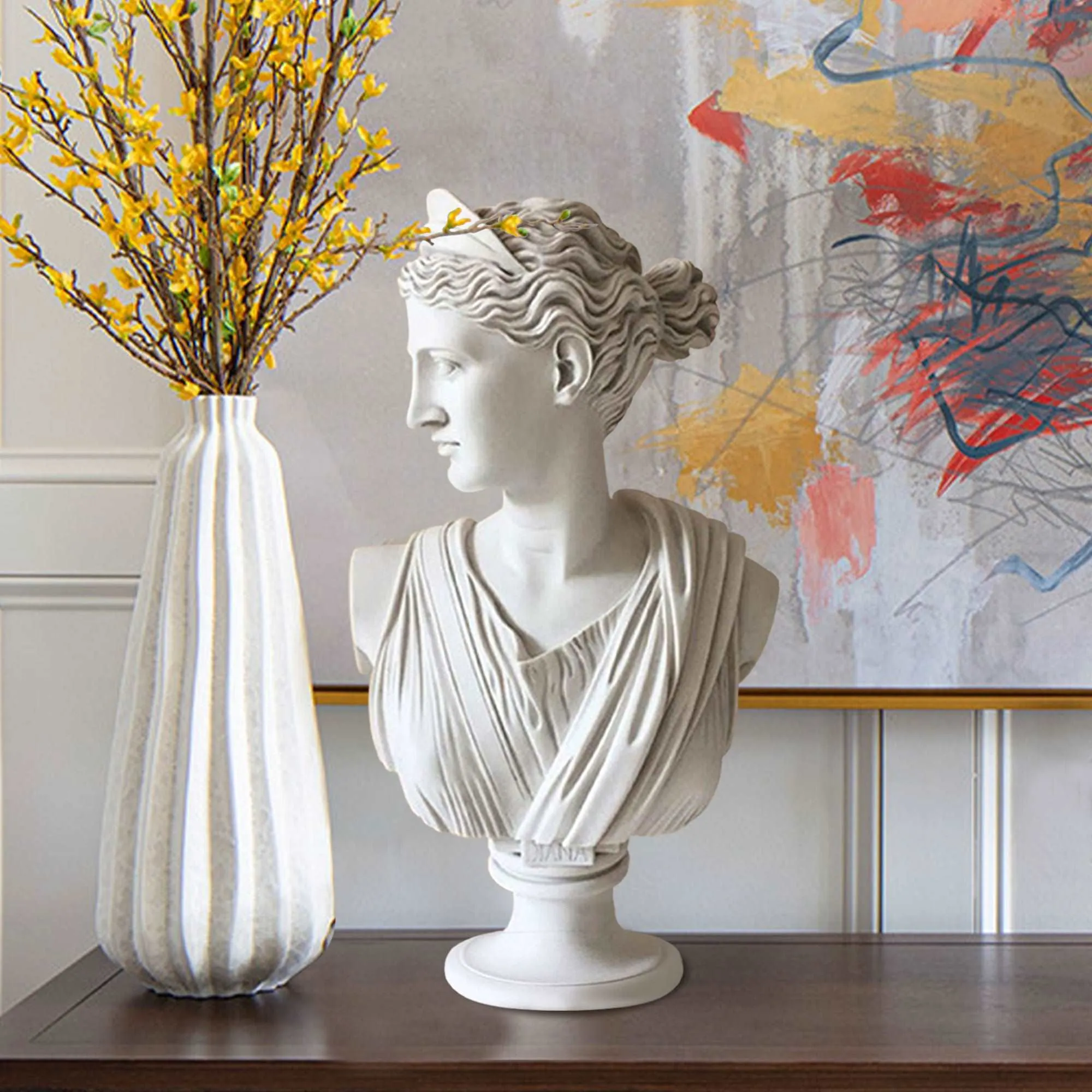FINEST Statue Home Decor White Marble Statues Bust Women FM-001