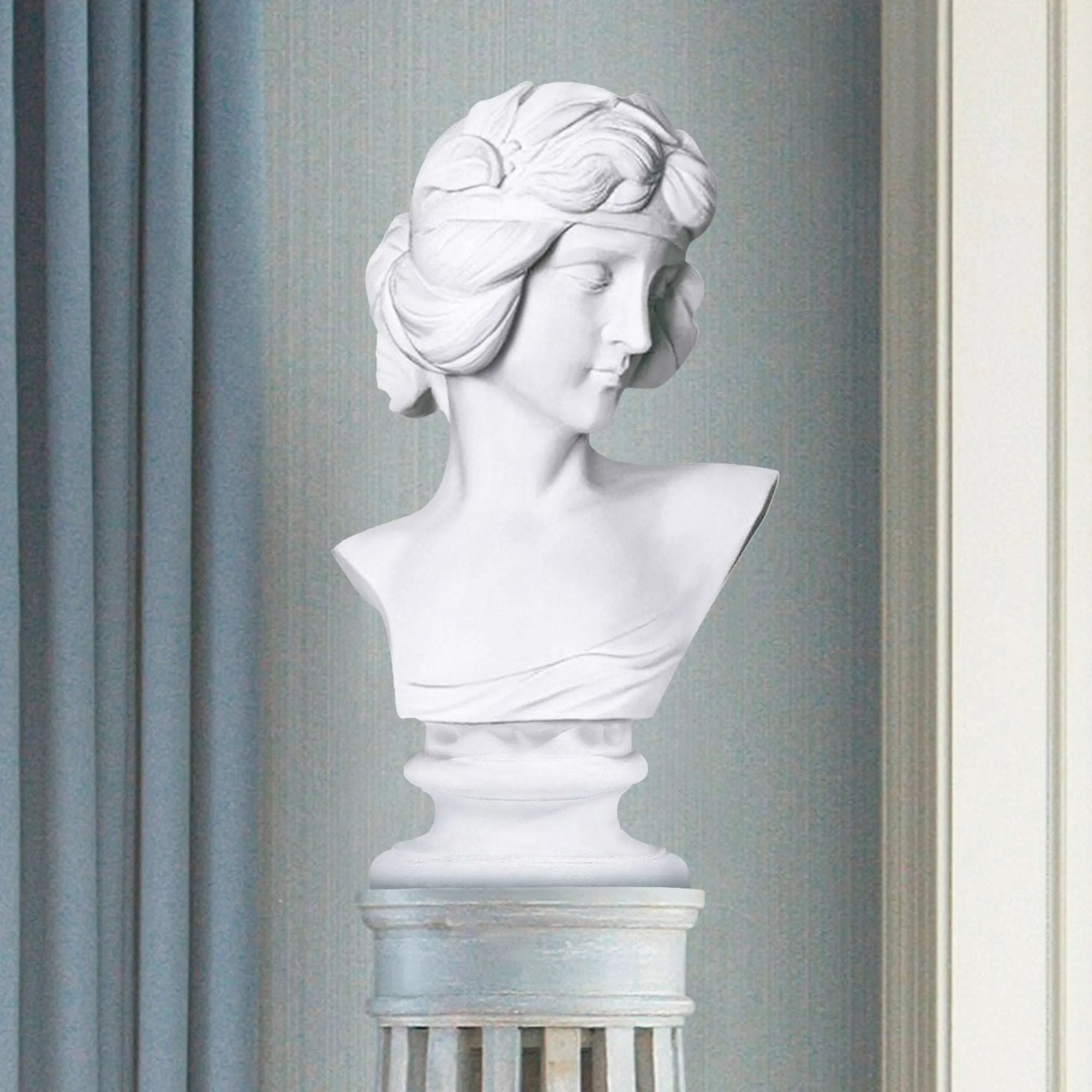 FINEST Statue Home Decor White Marble Statues Bust Women FM-001