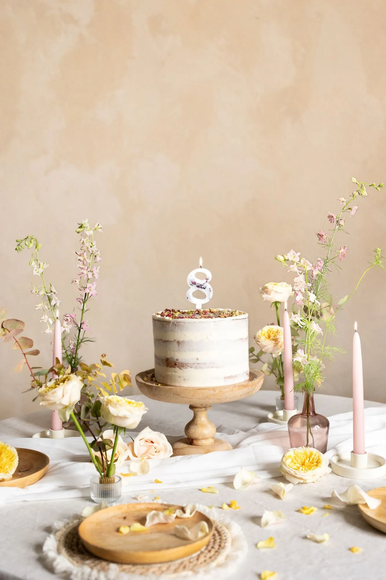 Flower Petal Number 8 Birthday Candle