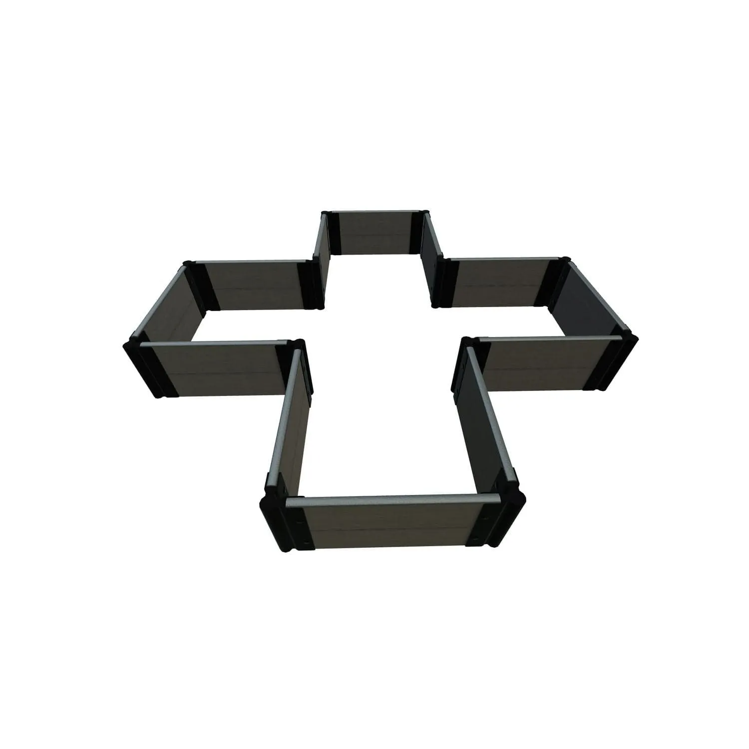 Frame It All | Tool-Free Military Medallion Raised Garden Bed (Kit Cross) 6' X 6' X 11" - Weathered Wood - 1" Profile