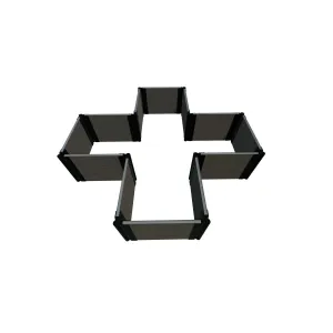 Frame It All | Tool-Free Military Medallion Raised Garden Bed (Kit Cross) 6' X 6' X 16.5" - Weathered Wood - 1" Profile