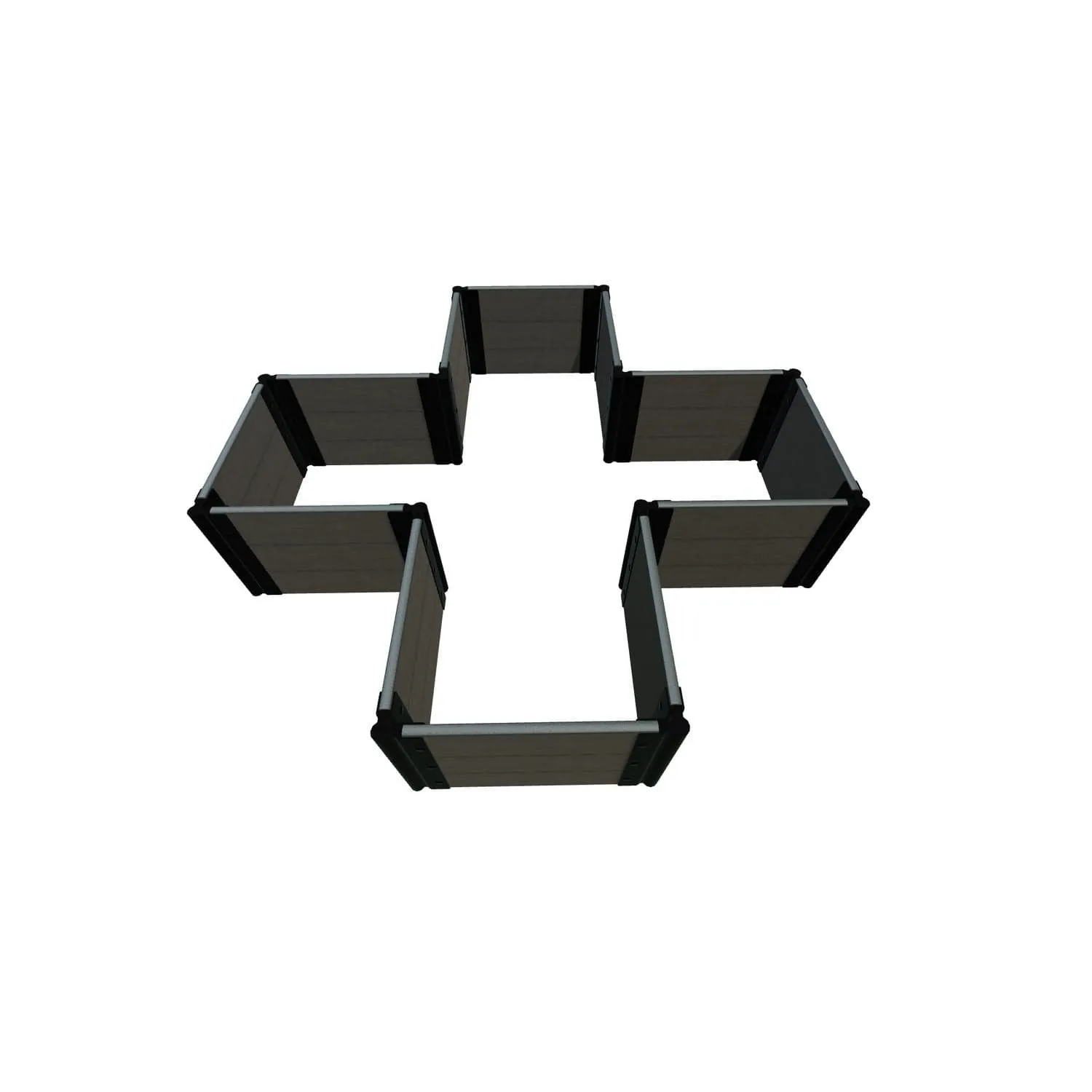 Frame It All | Tool-Free Military Medallion Raised Garden Bed (Kit Cross) 6' X 6' X 16.5" - Weathered Wood - 1" Profile