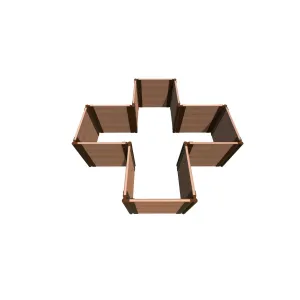 Frame It All | Tool-Free Military Medallion Raised Garden Bed (Kit Cross) 6' X 6' X 22" - Classic Sienna - 1" Profile