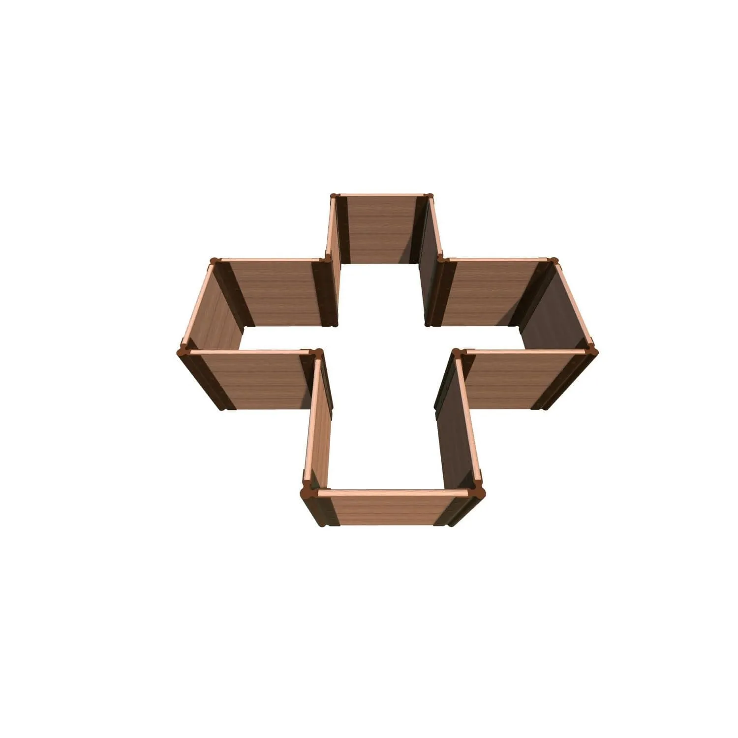 Frame It All | Tool-Free Military Medallion Raised Garden Bed (Kit Cross) 6' X 6' X 22" - Classic Sienna - 1" Profile