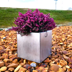 Galvanized Square Metal Planter - 10", 16", or 22" - Zinc Planter Box - Outdoor Planter - Indoor Planter - Cute Planter - Succulent Planter