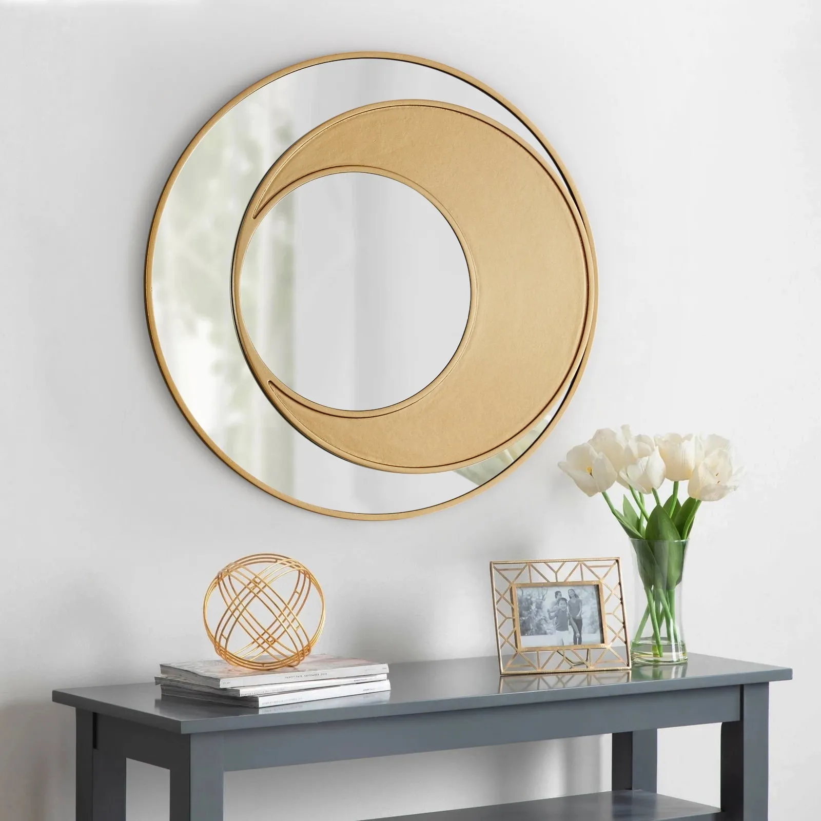 GD004 Gold Round Mirror