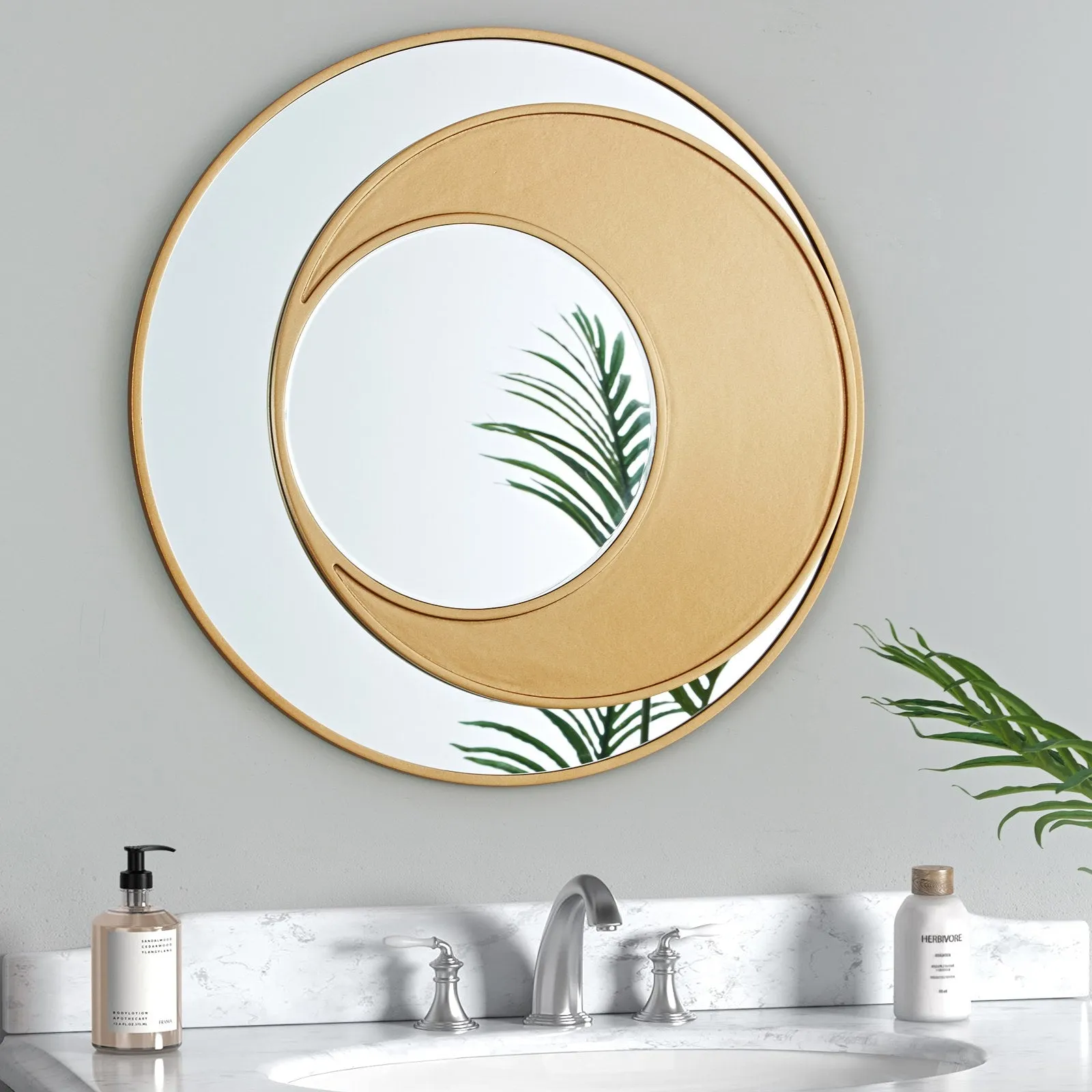 GD004 Gold Round Mirror