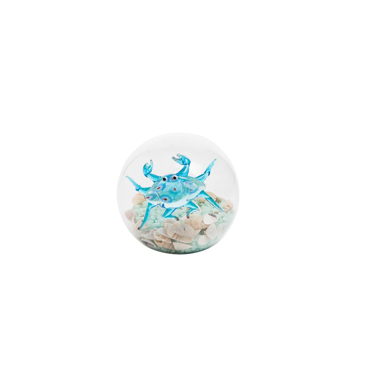 Glass Crab Ball with Sand & Shells