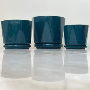 Glossy Facet Planter Set Of 3