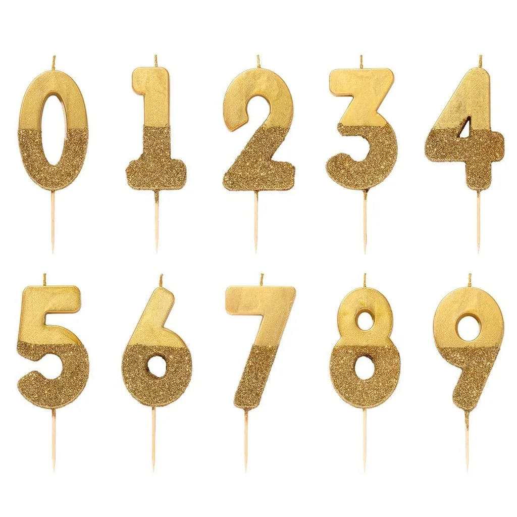 Gold Glitter Number Candle 7