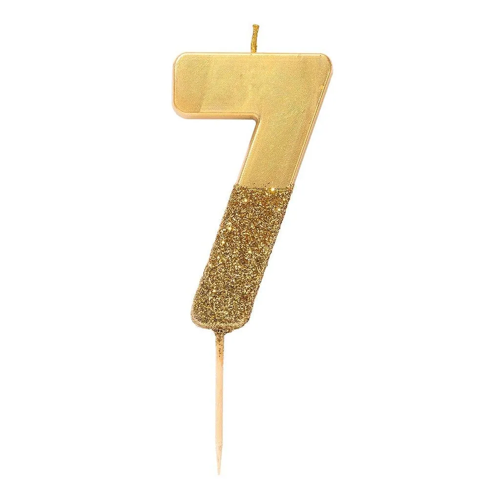 Gold Glitter Number Candle 7