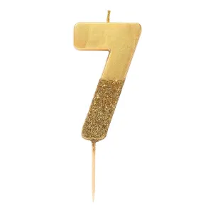 Gold Glitter Number Candle 7