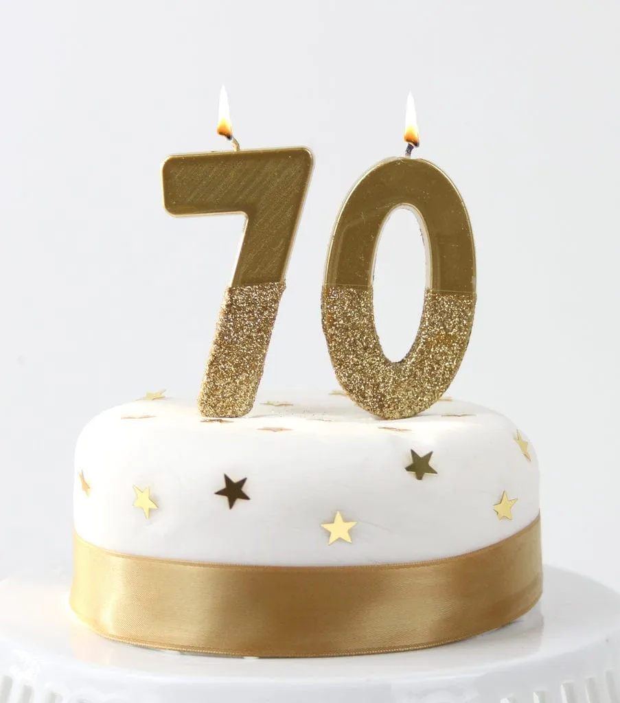 Gold Glitter Number Candle 7