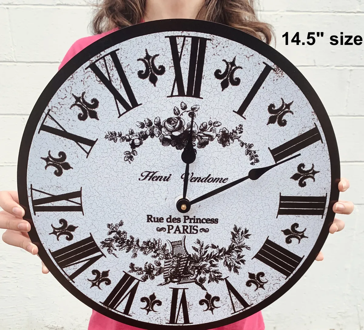Gray Toile French Clock- Gray Toile Clock