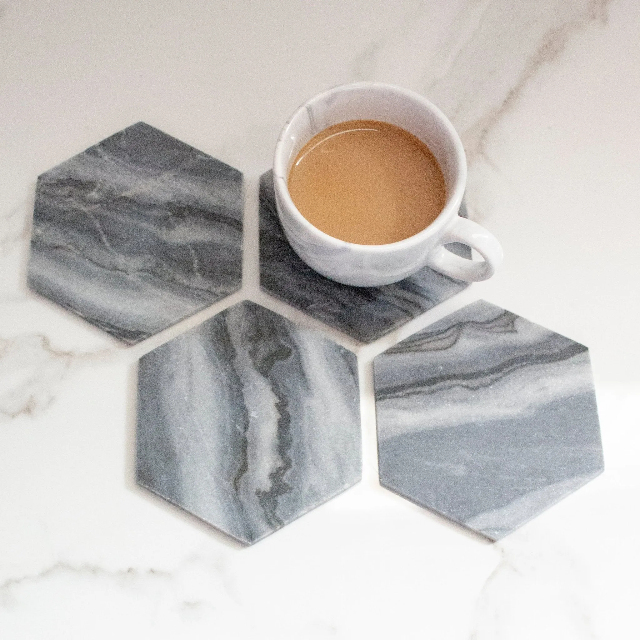 Grayscale Marble Coasters (Set of 4)