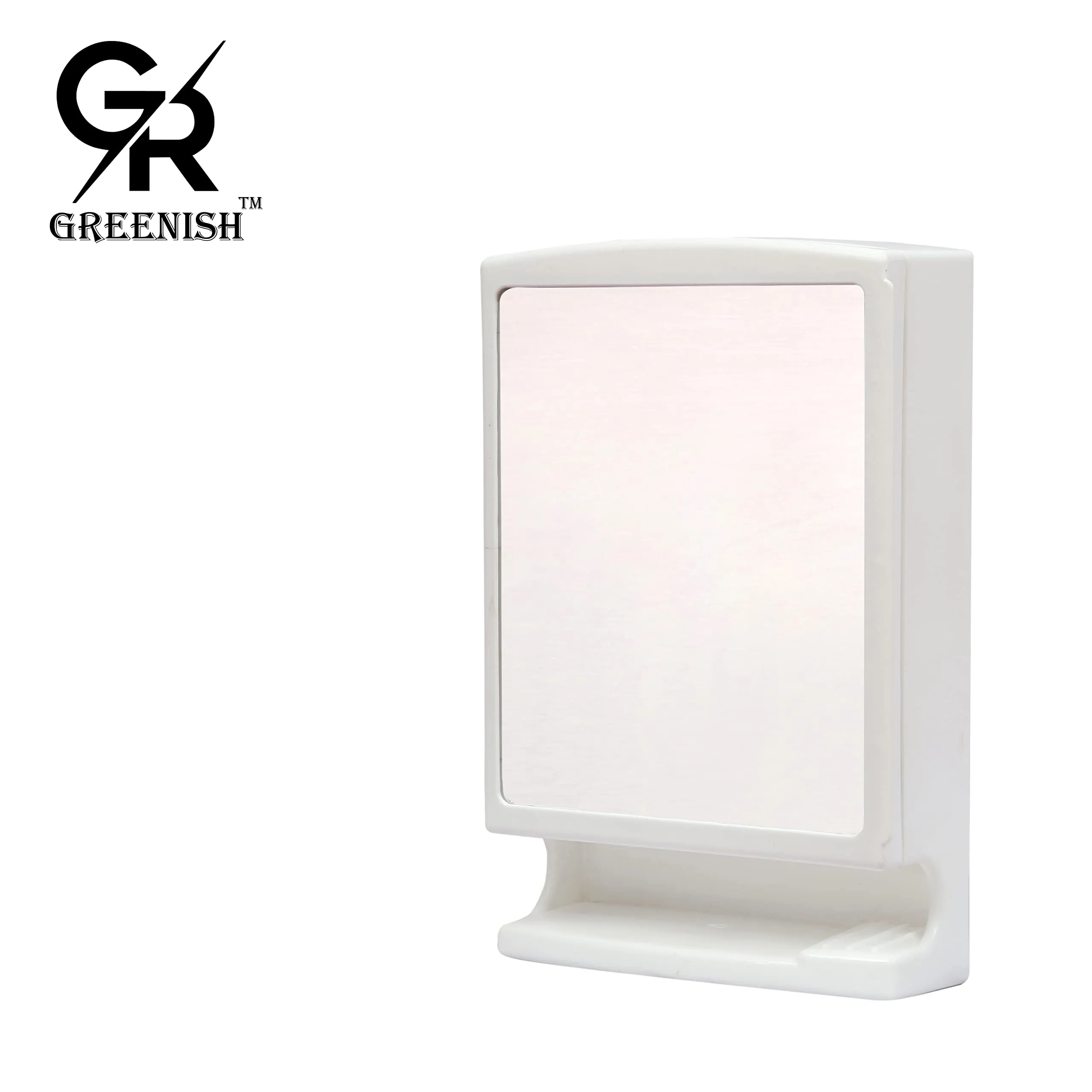GREENISH PVC Bathroom Mirror Cabinet Heavy Rich Look with Mirror Storage Organizer (21”X13”)– White