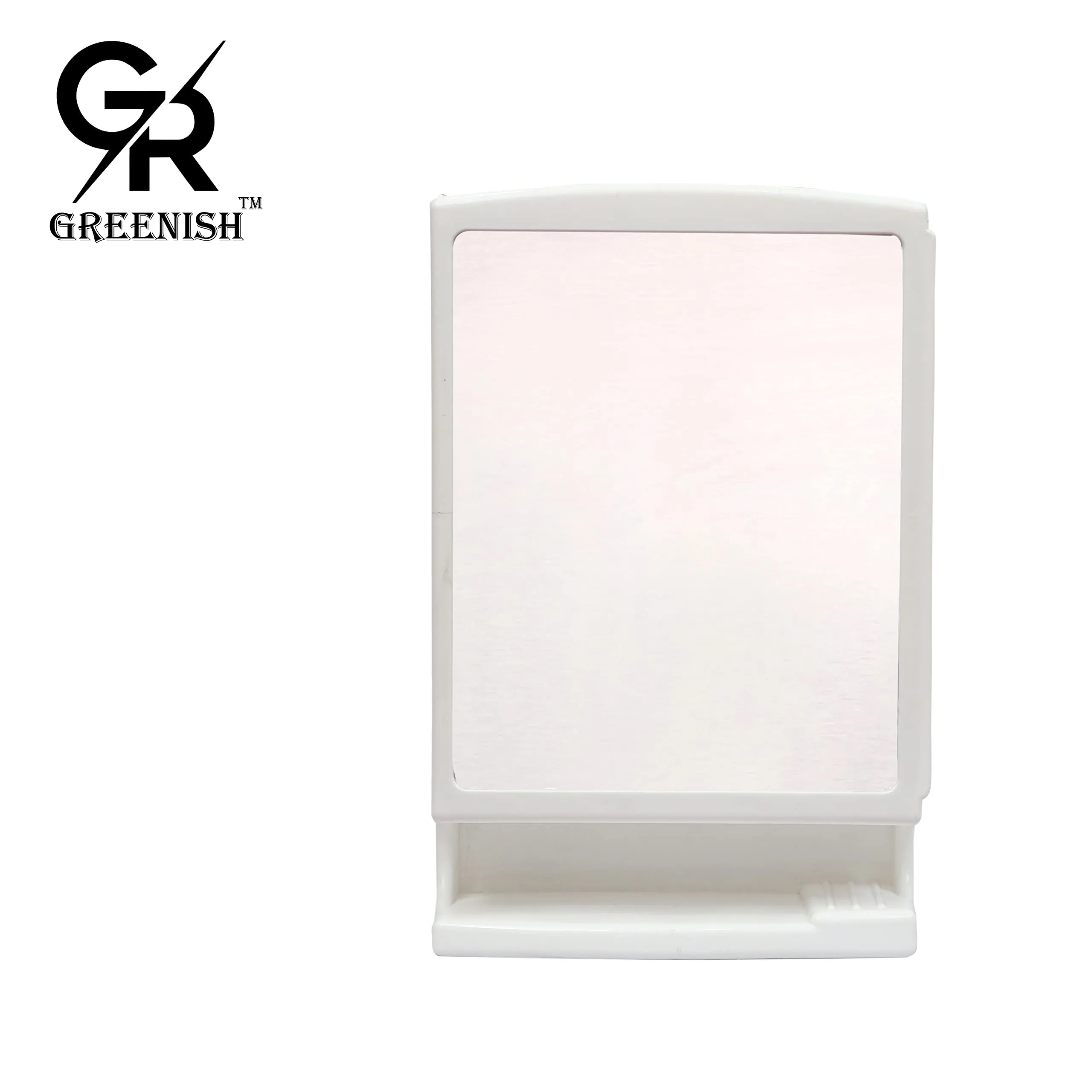 GREENISH PVC Bathroom Mirror Cabinet Heavy Rich Look with Mirror Storage Organizer (21”X13”)– White