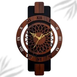 HANDCRAFTSZILLA Wooden Wall Clock For Home || Stylish Wall Analog Clock For Home Decor || Vintage Silent Wall Clock For Home || Mdf Wooden Wall Clock With Key Holder (Rect Roman-311)