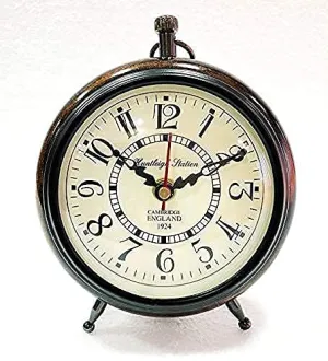 Handmade Antique Wooden Table Top Clock Desk Clock - Unique Priced Antique Style Roman Number Home & Office Study Living Room Decoration Gift Item (Brown)