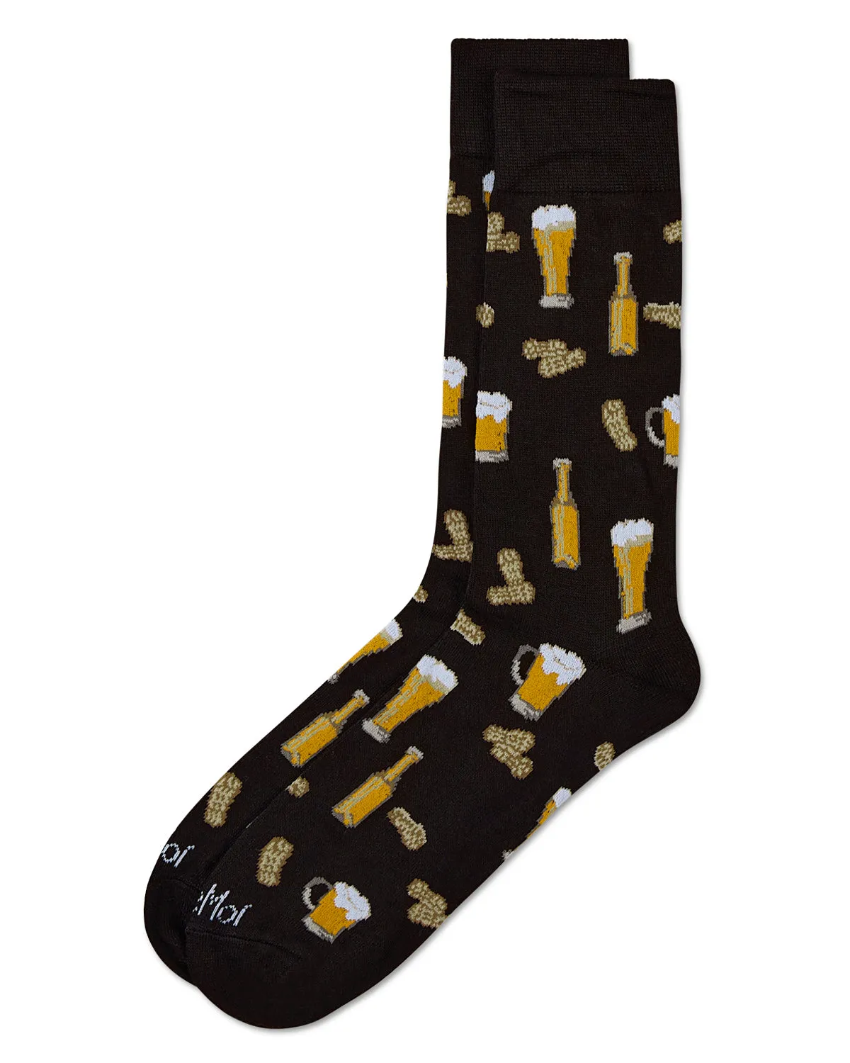 Happy Hour Beer and Peanuts Bamboo Blend Men's Crew Socks