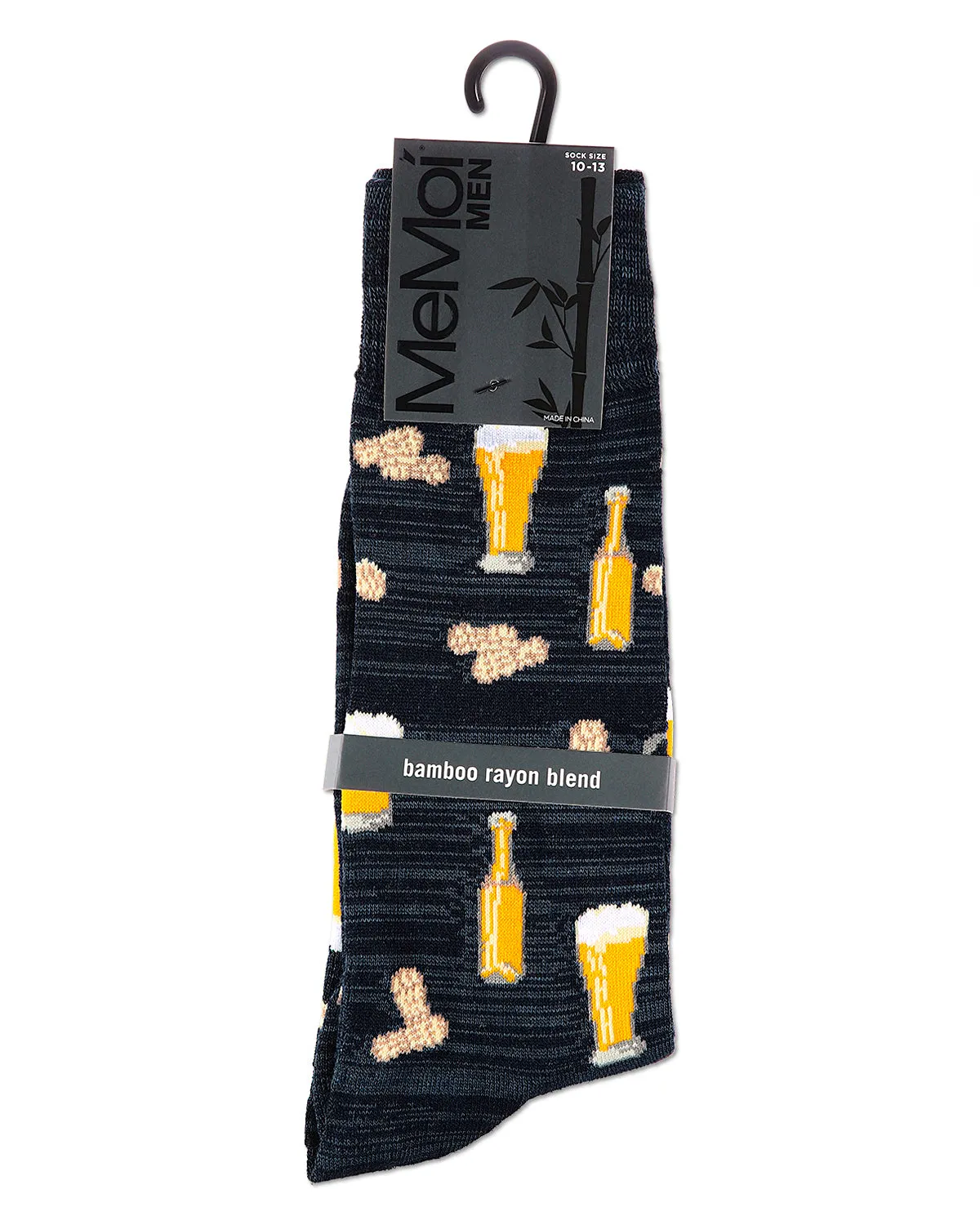 Happy Hour Beer and Peanuts Bamboo Blend Men's Crew Socks