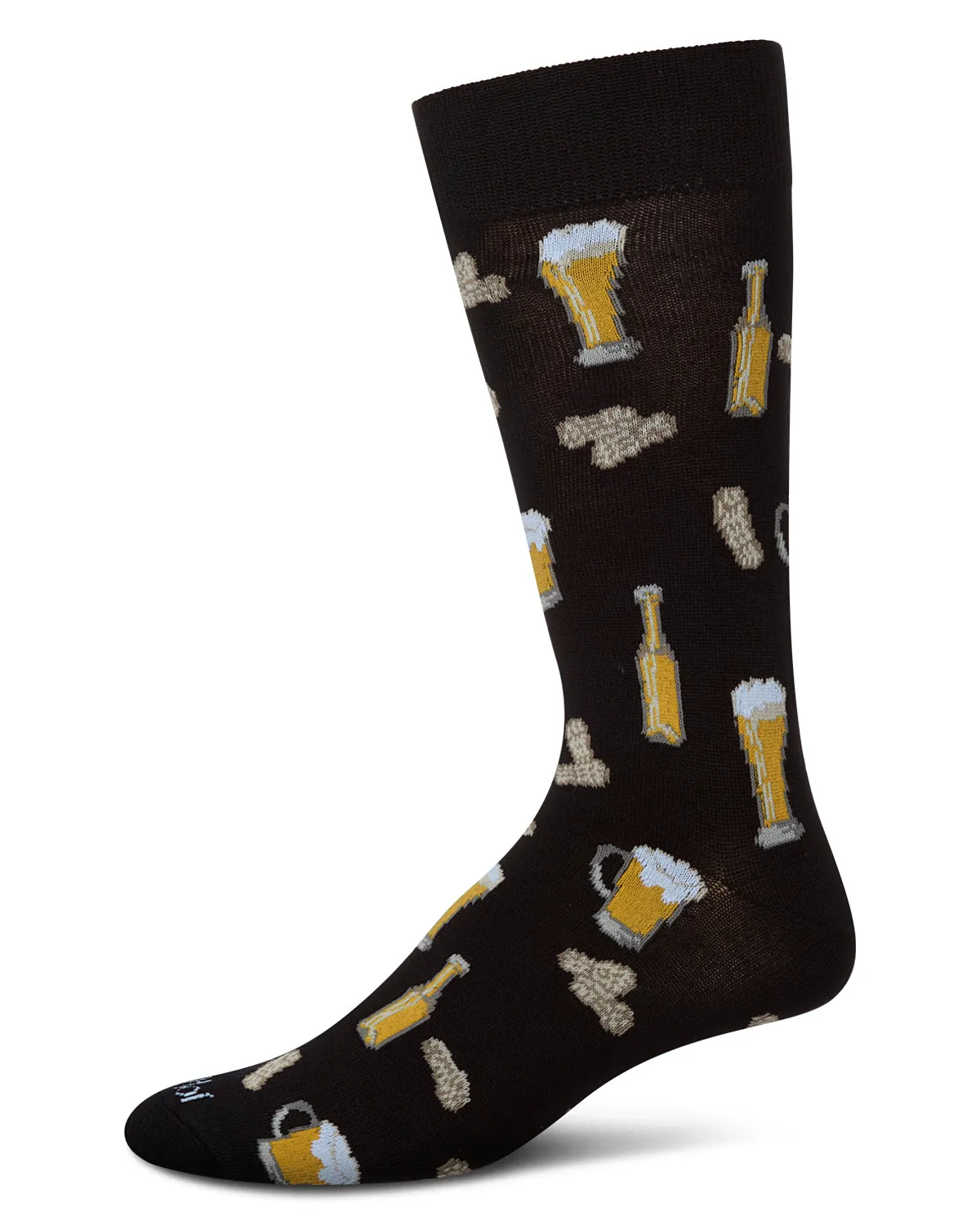 Happy Hour Beer and Peanuts Bamboo Blend Men's Crew Socks