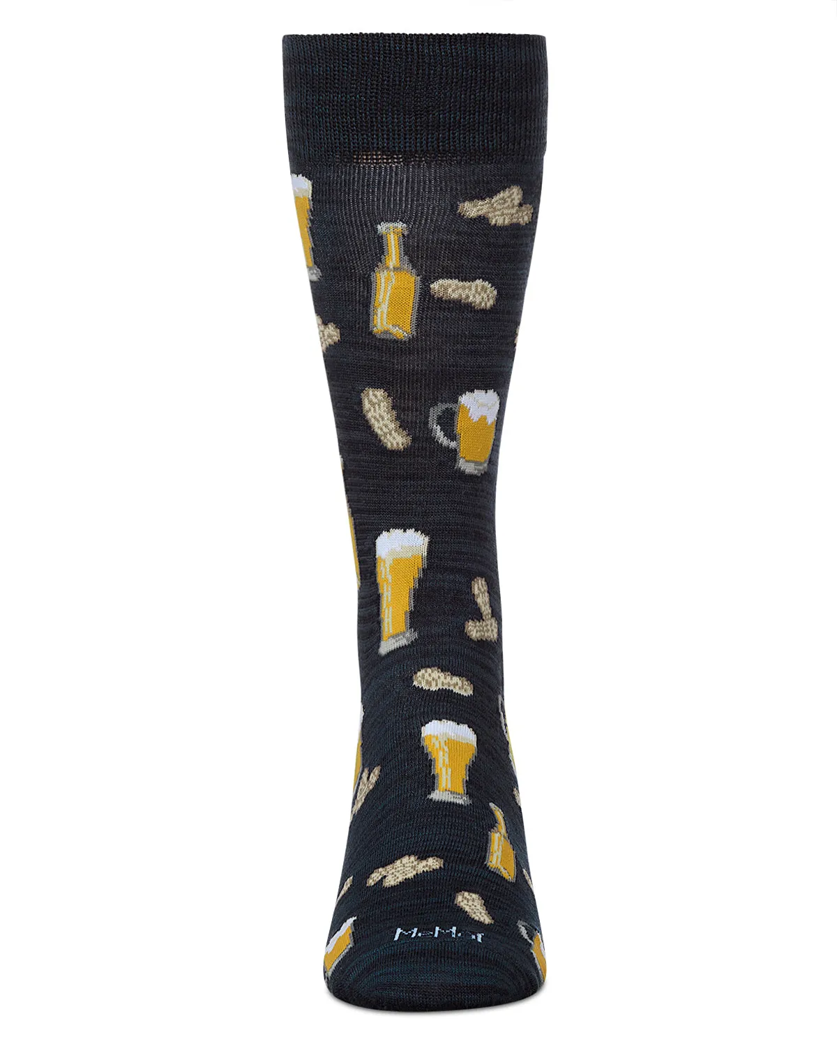 Happy Hour Beer and Peanuts Bamboo Blend Men's Crew Socks