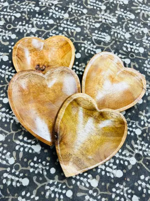 Heart Shaped Wooden Trinket Bowls