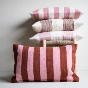 Household Hardware - Wool Pillow - Big Pink/Brown Stripe