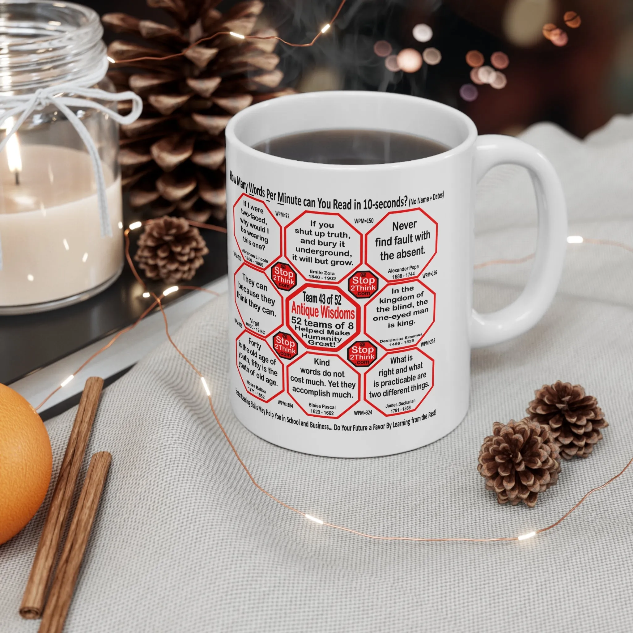 How Fast Can You Read Mug Wisdoms?   ...Teams 10 43 of 52   - Drink Wisely at Stop2Think.com