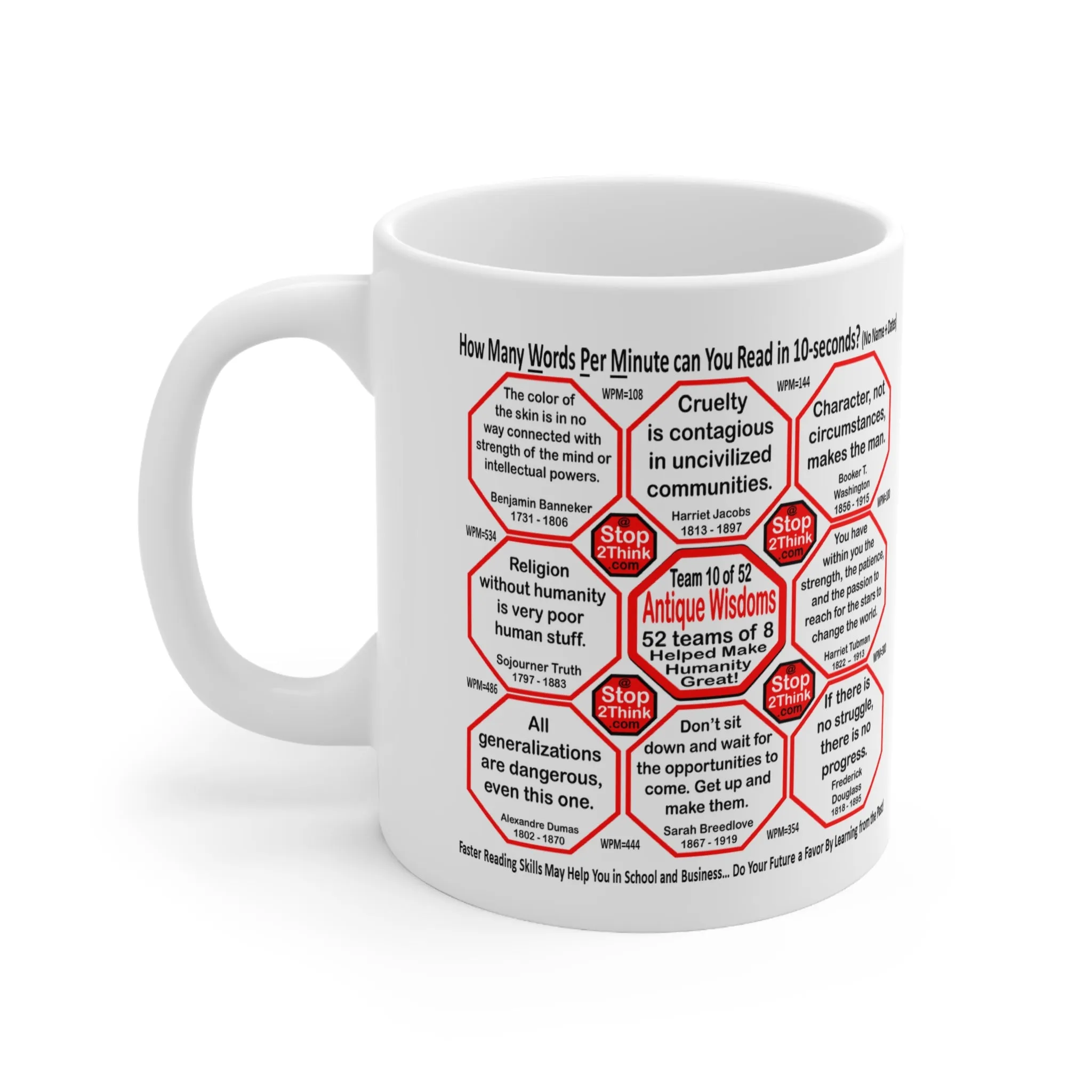 How Fast Can You Read Mug Wisdoms?   ...Teams 10 43 of 52   - Drink Wisely at Stop2Think.com