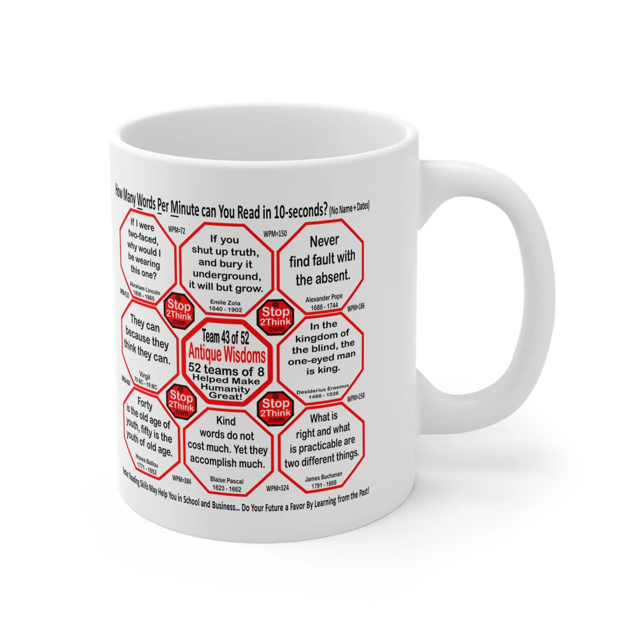 How Fast Can You Read Mug Wisdoms?   ...Teams 10 43 of 52   - Drink Wisely at Stop2Think.com