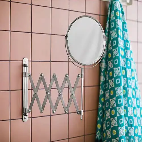 IKEA Frack Shaving / Make-up Bathroom Wall Mounting Mirror(3X Magnifying) 170mm, Stainless Steel, Framed, Round