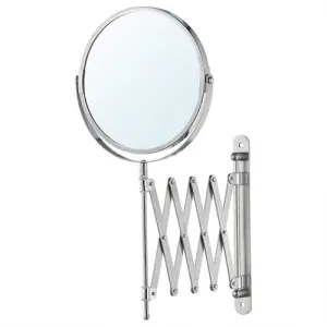 IKEA Frack Shaving / Make-up Bathroom Wall Mounting Mirror(3X Magnifying) 170mm, Stainless Steel, Framed, Round