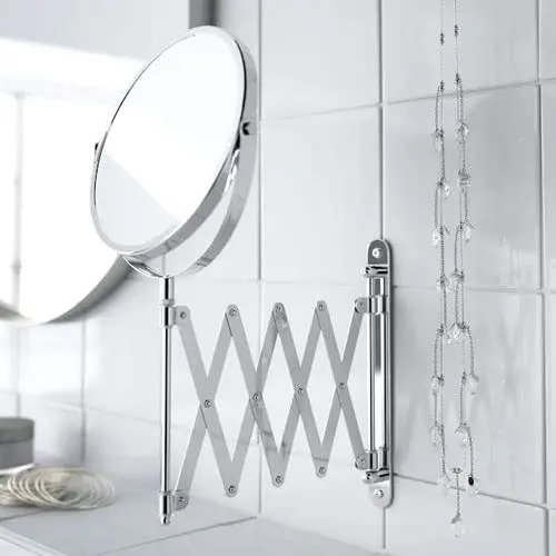 IKEA Frack Shaving / Make-up Bathroom Wall Mounting Mirror(3X Magnifying) 170mm, Stainless Steel, Framed, Round