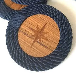 Italian Design Coiled Rope Wood Inlay Coaster Set