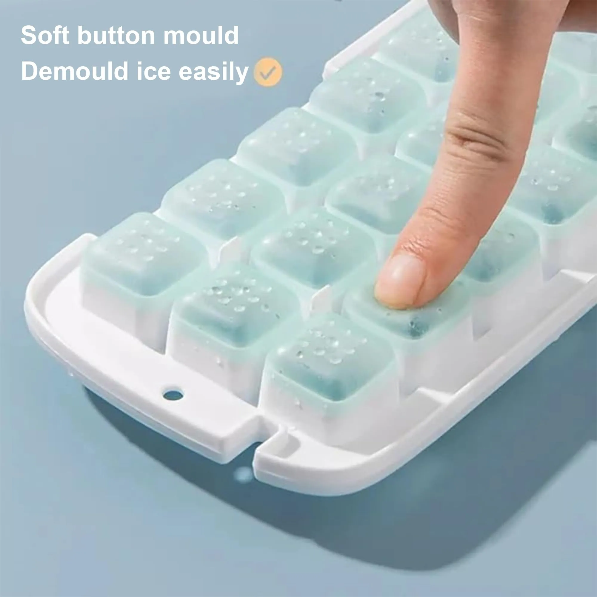 Kuber Industries Pack of 3 Ice Cube Tray with Lid | Ice Cube Storage Box with Ice Scoop | 24 Ice Cube Molds for Freezing | One-Press Demolding | BPA Free | Yellow