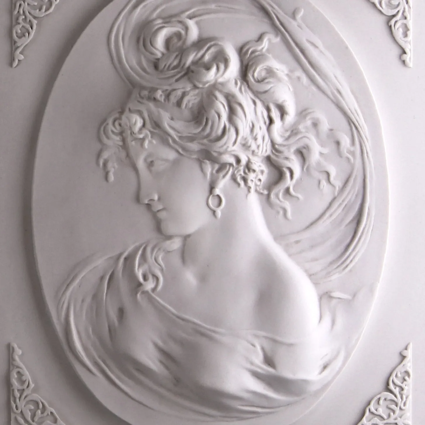 Lady Head On Square Back Bas-relief in pair