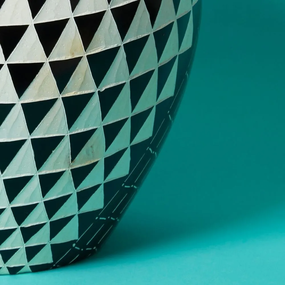 Large Kisii Stone Black White Geometric Succulent Pot