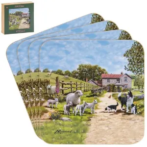 Lesser & Pavey Collie & Sheep Coaster Set 4