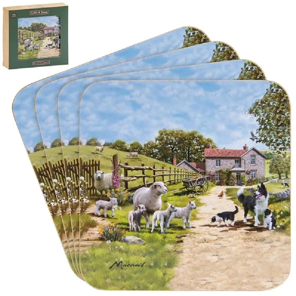 Lesser & Pavey Collie & Sheep Coaster Set 4