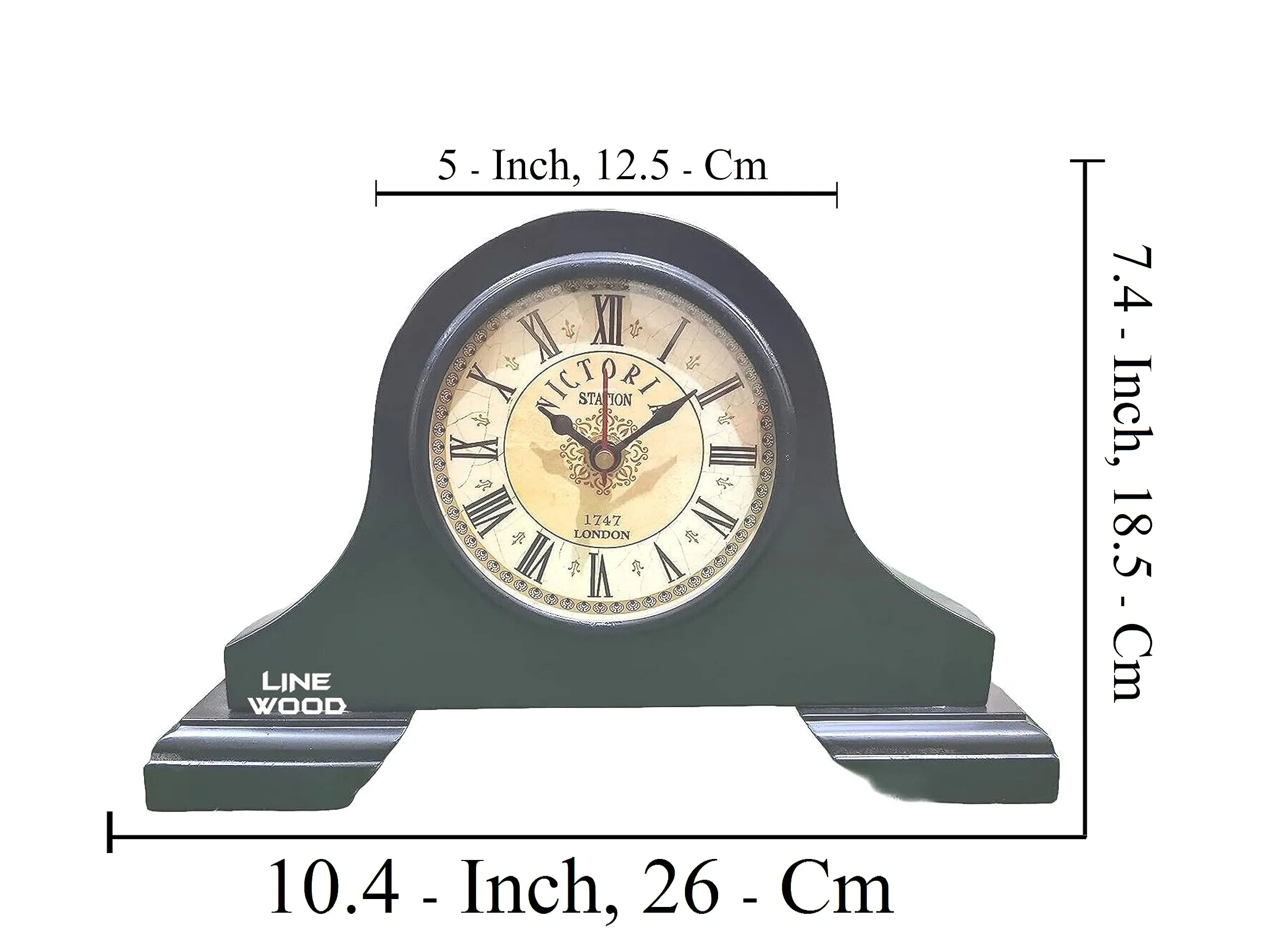 LINE WOOD™ - Mantel Clock Battery Operated - Wooden Shelf Clock for Living Room Decor Above Fireplace Mantel, Office, Shelf & Home Decoration and Gift (10" - Brown)