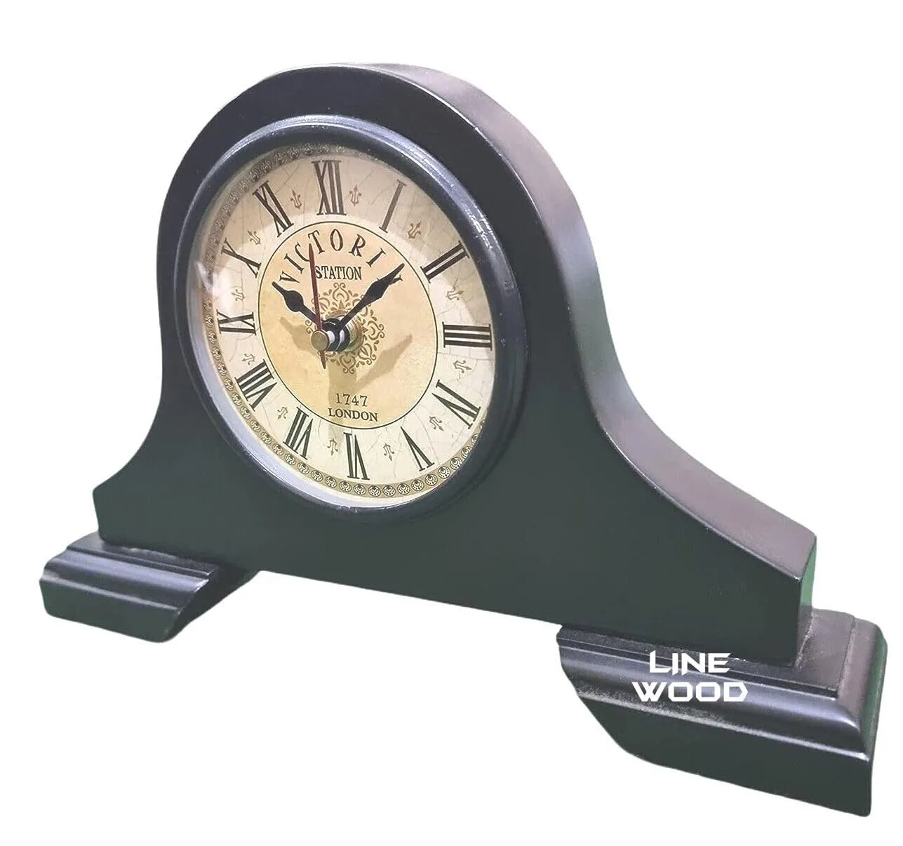 LINE WOOD™ - Mantel Clock Battery Operated - Wooden Shelf Clock for Living Room Decor Above Fireplace Mantel, Office, Shelf & Home Decoration and Gift (10" - Brown)
