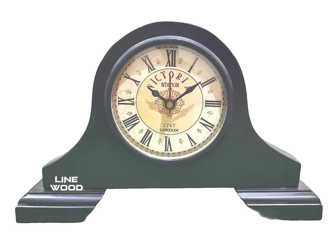 LINE WOOD™ - Mantel Clock Battery Operated - Wooden Shelf Clock for Living Room Decor Above Fireplace Mantel, Office, Shelf & Home Decoration and Gift (10" - Brown)